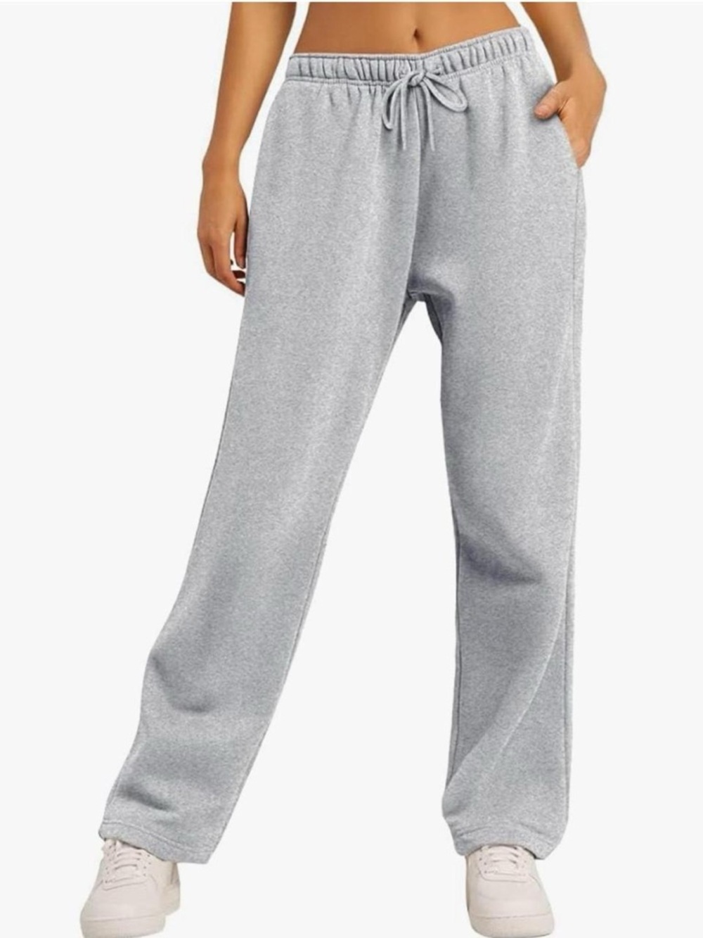 Women's Wide-Leg Gray Sweatpants with Drawstring Waist
